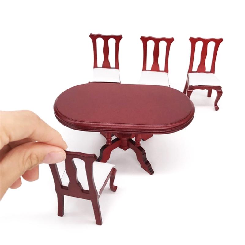 Doll House Chair Table Model Dining Set Realistic Table Dollhouses Chair Realistic Play Chair Realistic 1:12 Model Toy