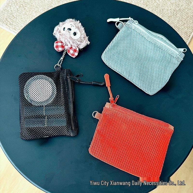 Portable Japanese-Style Double Zipper Mesh Storage Bag for Home and Travel