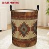 1pc Laundry Basket, Country Rhombus Striped Printed Dirt Basket - Foldable Round Storage Basket with Handle In Durable Polyester for Bathrooms, Home D