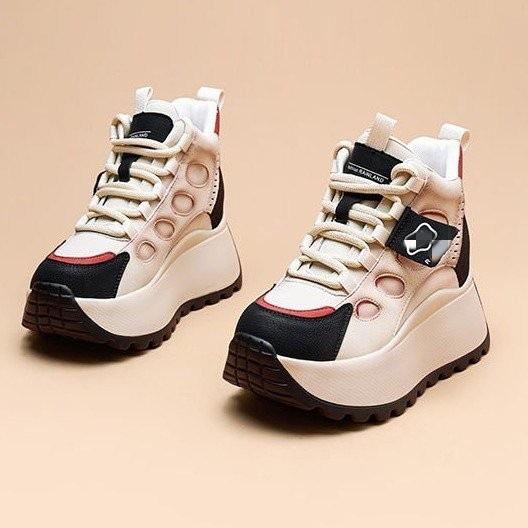 Retro inner height-increasing dad shoes autumn new lightweight sports velvet cotton shoes platform-soled high-top shoes