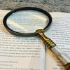 Antique  Magnifying Glass with Mother of Pearl Handle With Leather Belt