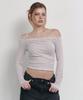 Peullijeunopallou Halo Unbal Shirring Long Sleeve Top (Dusty Pink)