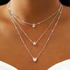 Elegant Multi-Layer Necklace Set for Women, Heart, Star & Teardrop Pendants, Rhinestone Embellished, Iron Chain, Versatile for Daily & Party Wear