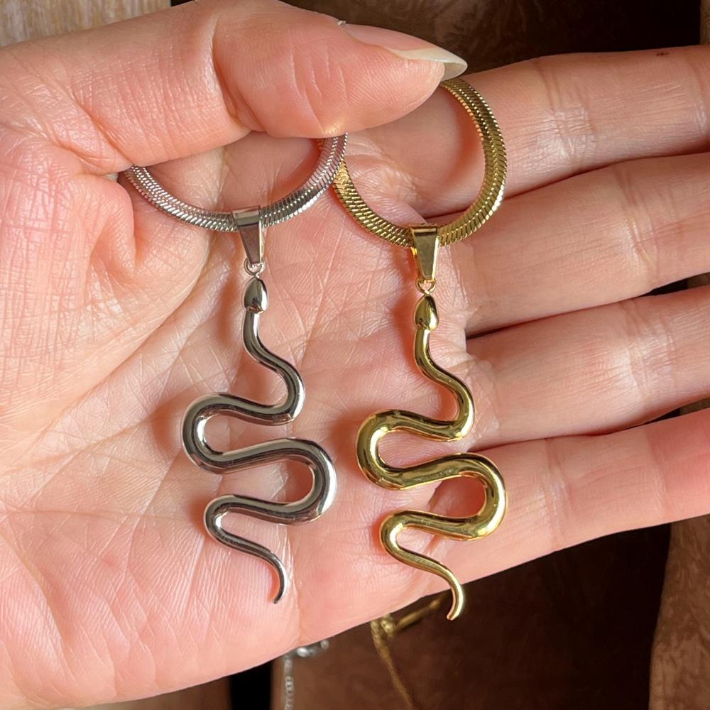 Long Animal Snake Pendant Flat Snake Chain Necklaces for Women Choker Necklace Stainless Steel Jewelry Party Birthday Gift New