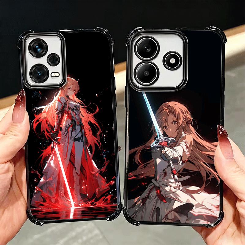 Sword Art Online Yuuki Asuna Soft Phone Case For Xiaomi Redmi Note 14 15 Pro Plus 13 12 11S 11T 5G 10 9S 9 Plating Anti-Fall Fun
