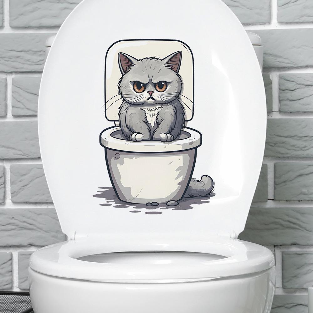 Angry Cat Toilet Stickers Bathroom Bathroom Home Decor Wall Stickers