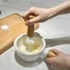 Efficient Grinding Hand-held Mashing Jar with Wood Handle Pottery Grinding Bowl  Household