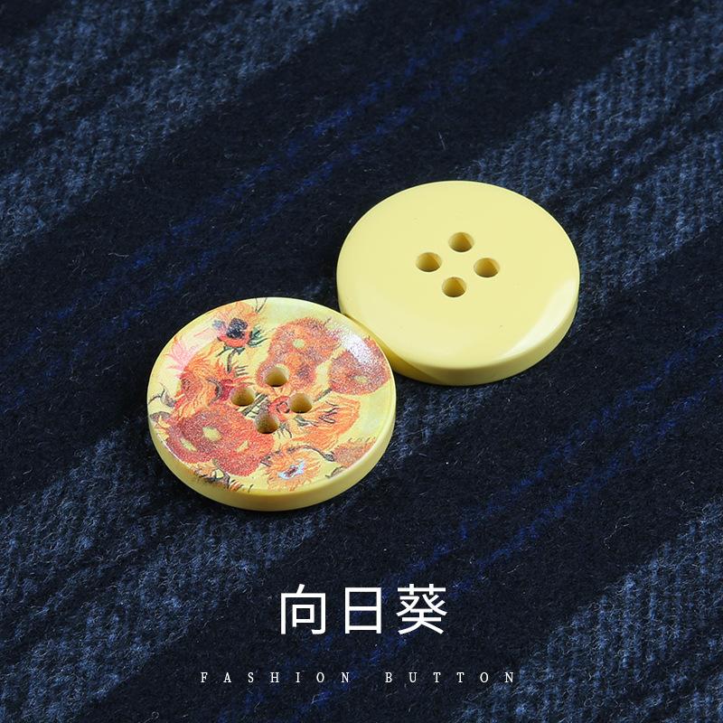 

Масляная живопись Пуговицы Круглые шерстяные пальто Костюмная одежда Пуговицы мужские и женские пальто свитера Высококачественные универсальные пуговицы из смолы 9 #Sunflower * 30mm * Round