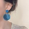 Haze blue oil drop earrings female silver needle retro literary fashion temperament earrings niche high-end autumn and winter earrings
