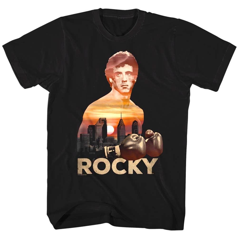 Rocky Balboa Sunset Over Philly City Men T Shirt Philadephia Skyline Boxing XXXL