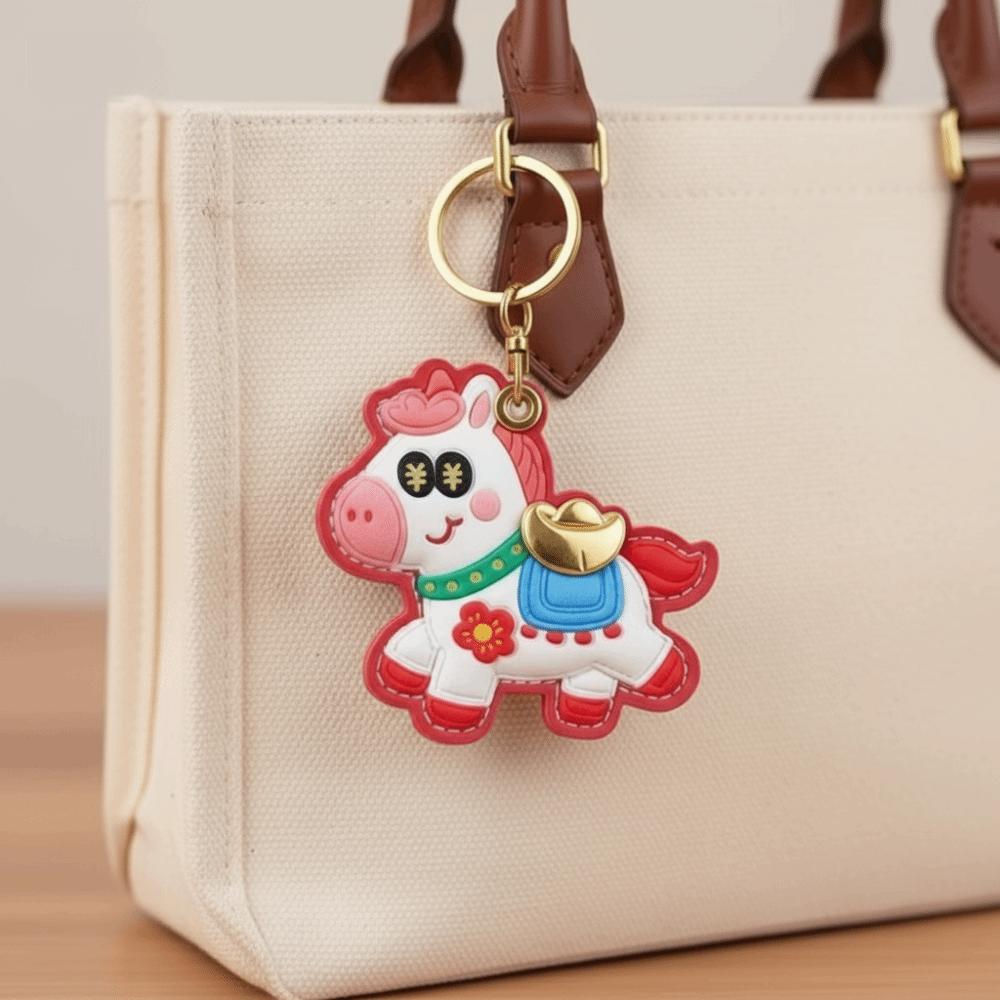 Leather Horse Pendant Cartoon Chinese New Year Gift Cute Horse Keychain  Year of The Horse