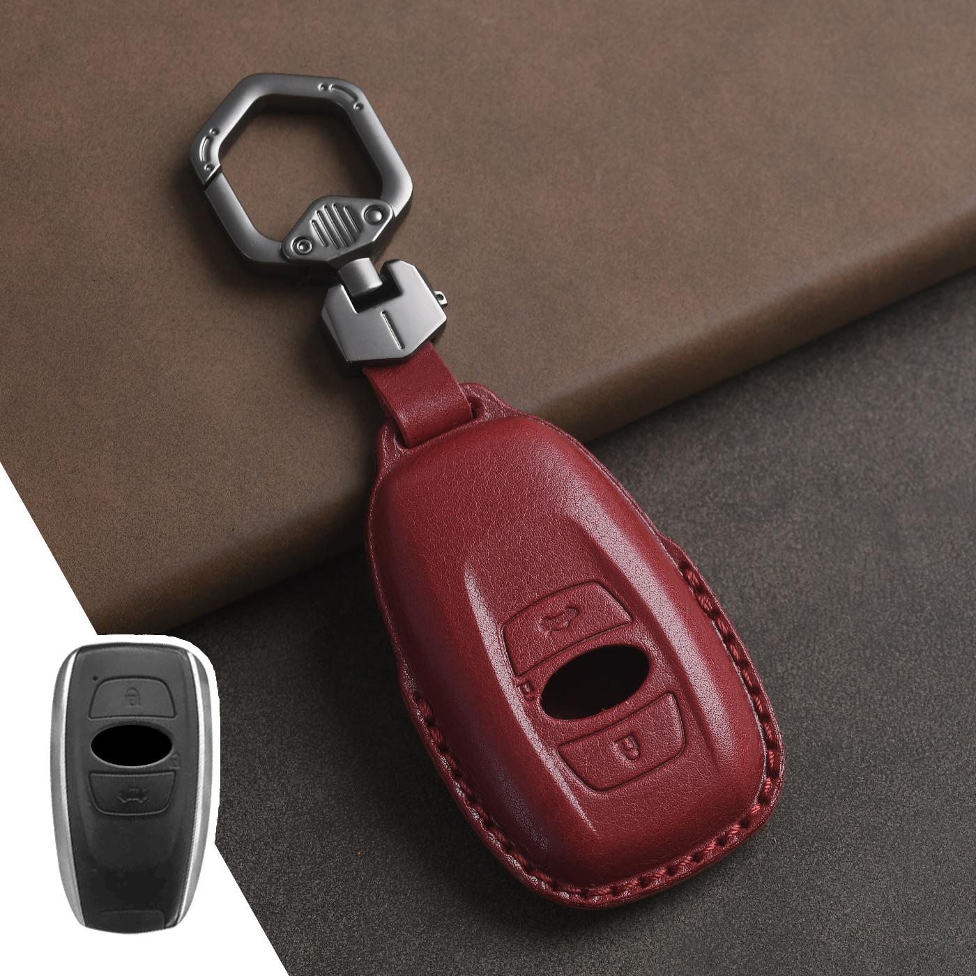 

Genuine Leather Protector for Subaru Brz Xv Sv Forester Legacy Outback Crosstrek Impreza Wrx Key Case Cover Fob красный