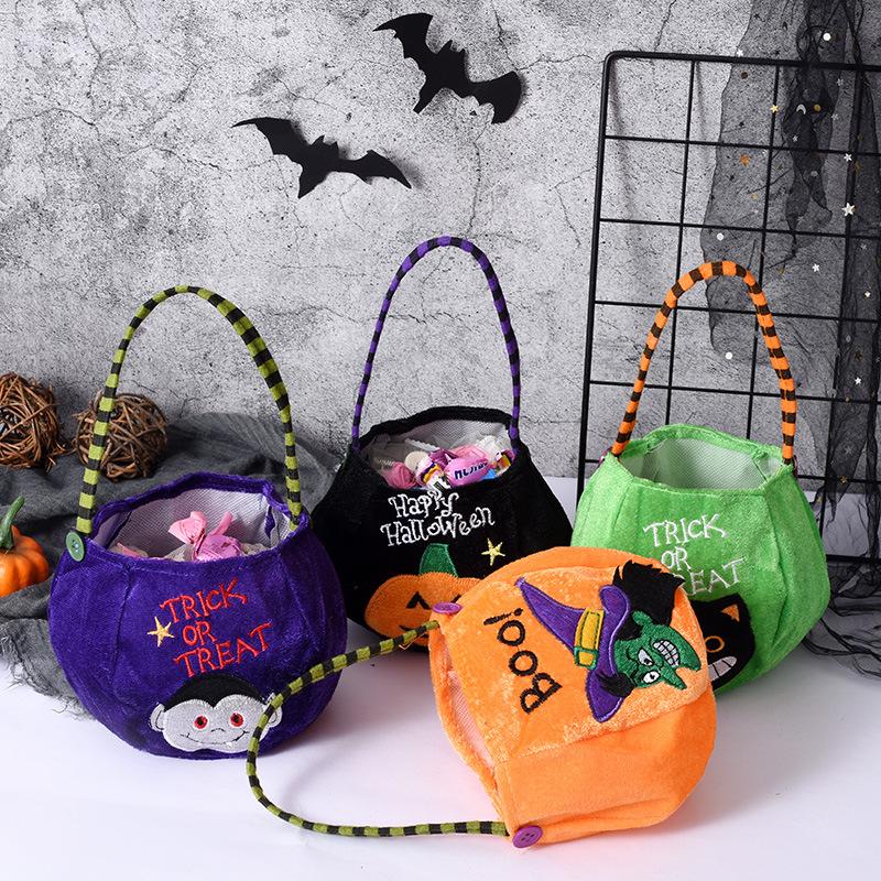 Cute Halloween Candy Bag Halloween Pumpkin Pattern Portable Three-dimensional Handbag Cosplay Props Gift Basket Kids Gifts