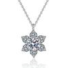 S925 Sterling Silver Moissanite Snowflake Pendant Necklace for Women - Cute Clavicle Chain