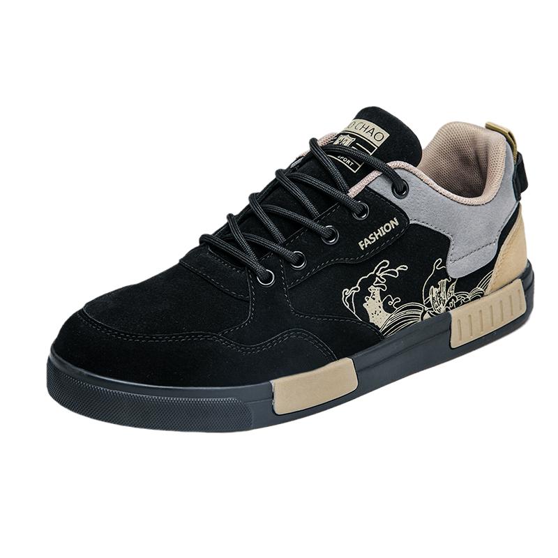 

Осенне-весенние мужские кожаные туфли для скейтборда, зимние мужские студенческие спортивные повседневные кроссовки для бега и ходьбы 40 чёрный