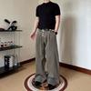 American retro senior sense cleanfit five-breasted jeans men's loose loose straight long pants