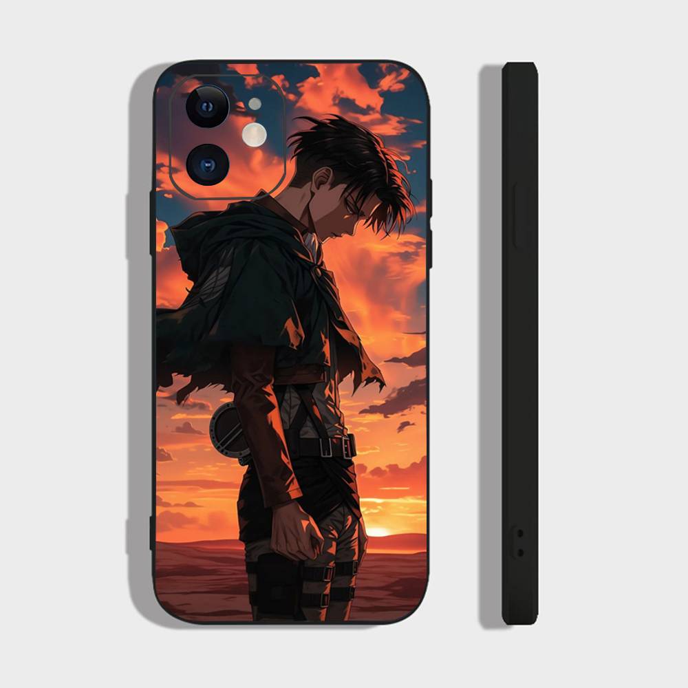 Custodia per Telefono Levi Ackerman Attack On Titan Per IPhone 17 Air 16 15 14 13 Pro Max 11 12 Copertura Nera in Silicone