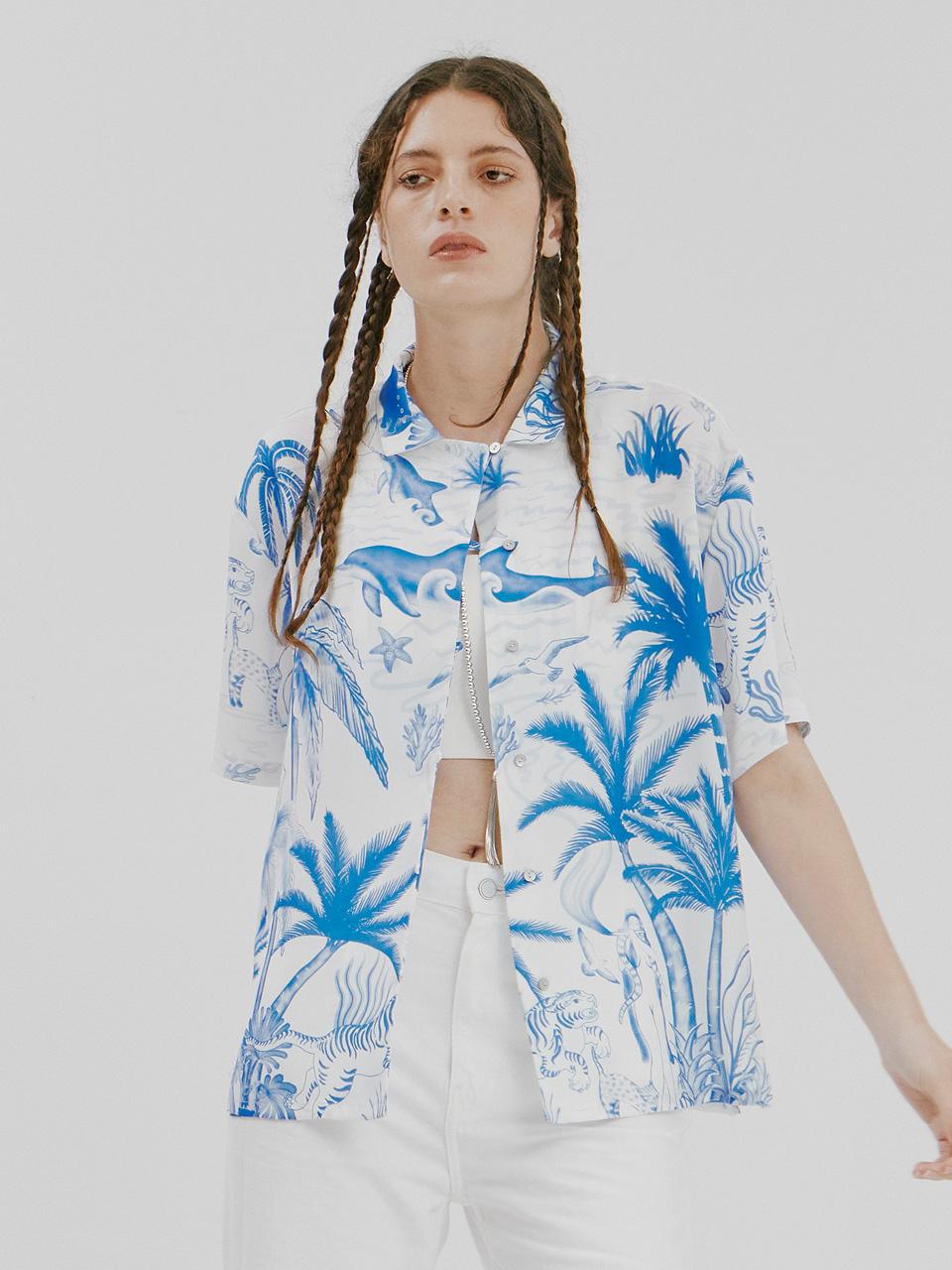 Vegan Tiger Vegan Spirit Print Shirt (White) L