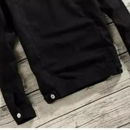 2025 Men's Trendy Slim Fit Denim Jacket - Spring/Autumn Solid Color Casual Top