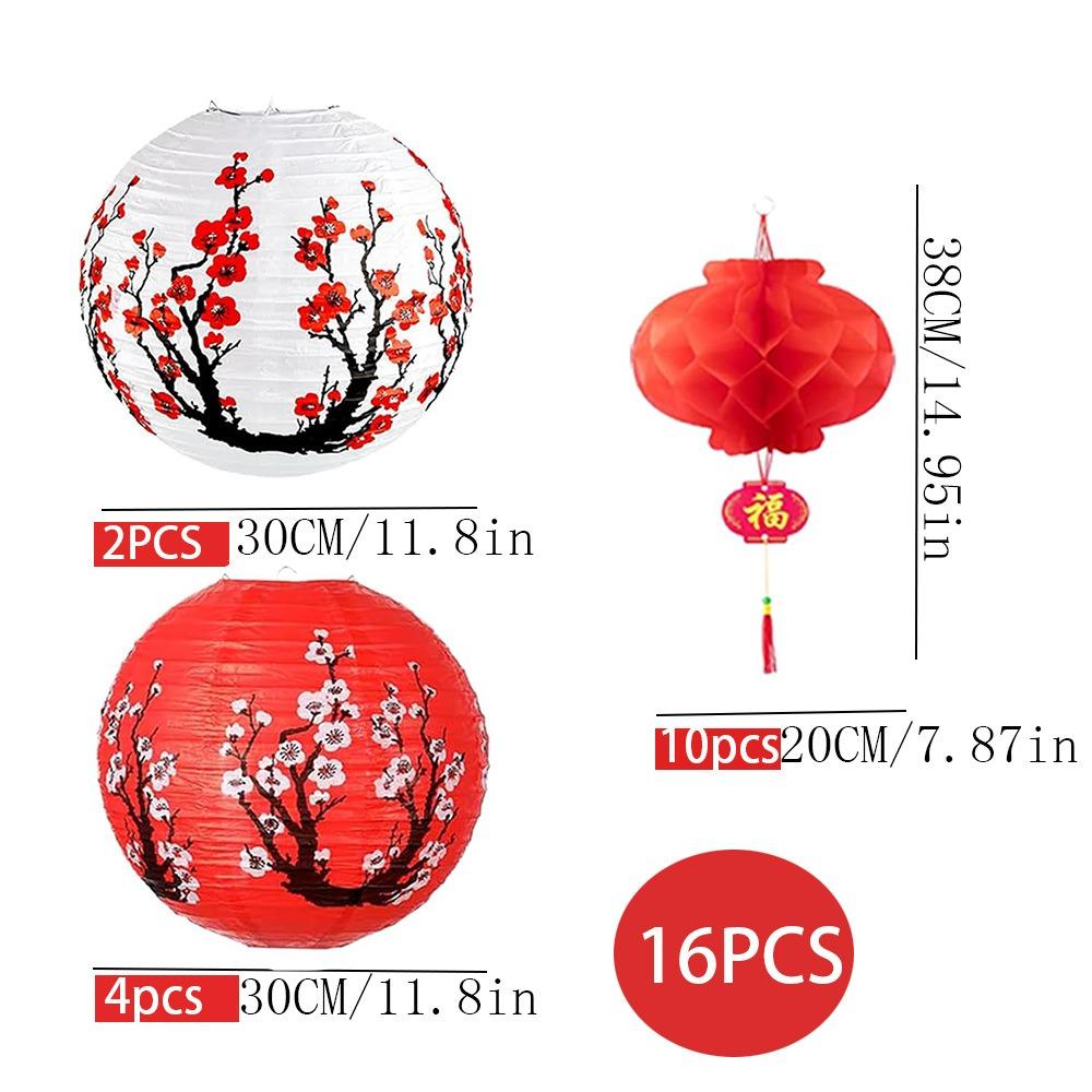 Plastic Paper Paper Lantern Set Festive Decoration Red Lantern  Birthday Party
