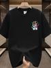 Men's Summer 100 Cotton Fashionable Casual Sports Loose Large Size Color Handprint Round Neck Short Sleeve T-shirt Top