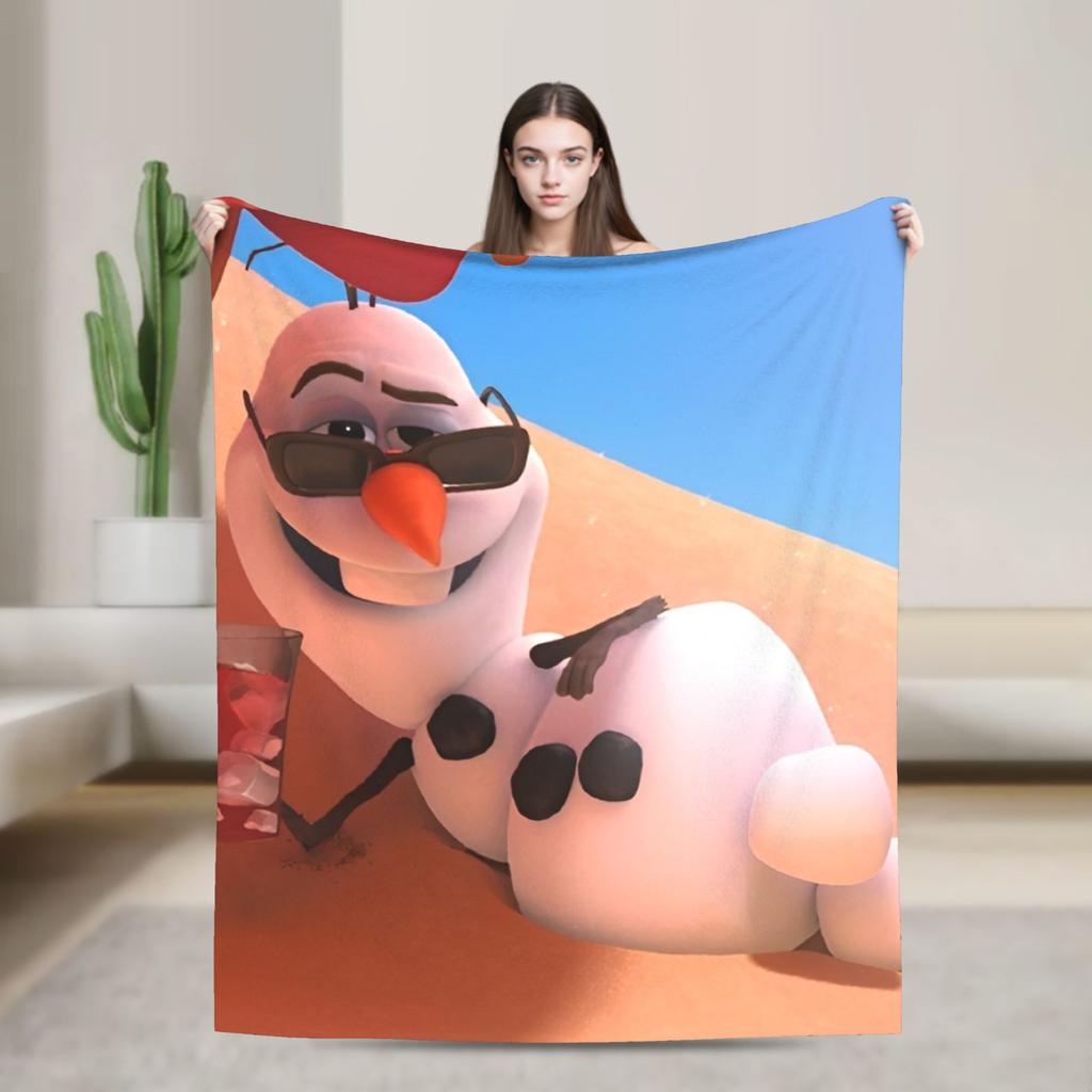 Frozen Olaf Cartoon  Blanket  Super Soft Novelty Plush Throw Blanket For Bedroom Airplane Travel Flannel Bedspread Bed Cover