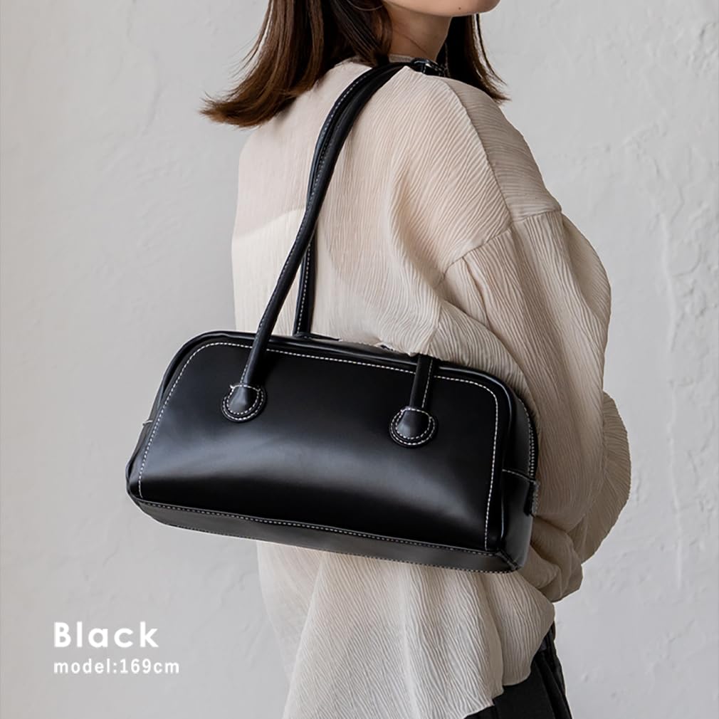 VITAFELICE Women's Long Handle Mini Boston Bag (NSB-30230P) (Black)