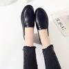 Pointed mid-heel leather shoes women's Japanese clothing shoes college style black-brown loafer single shoe leather