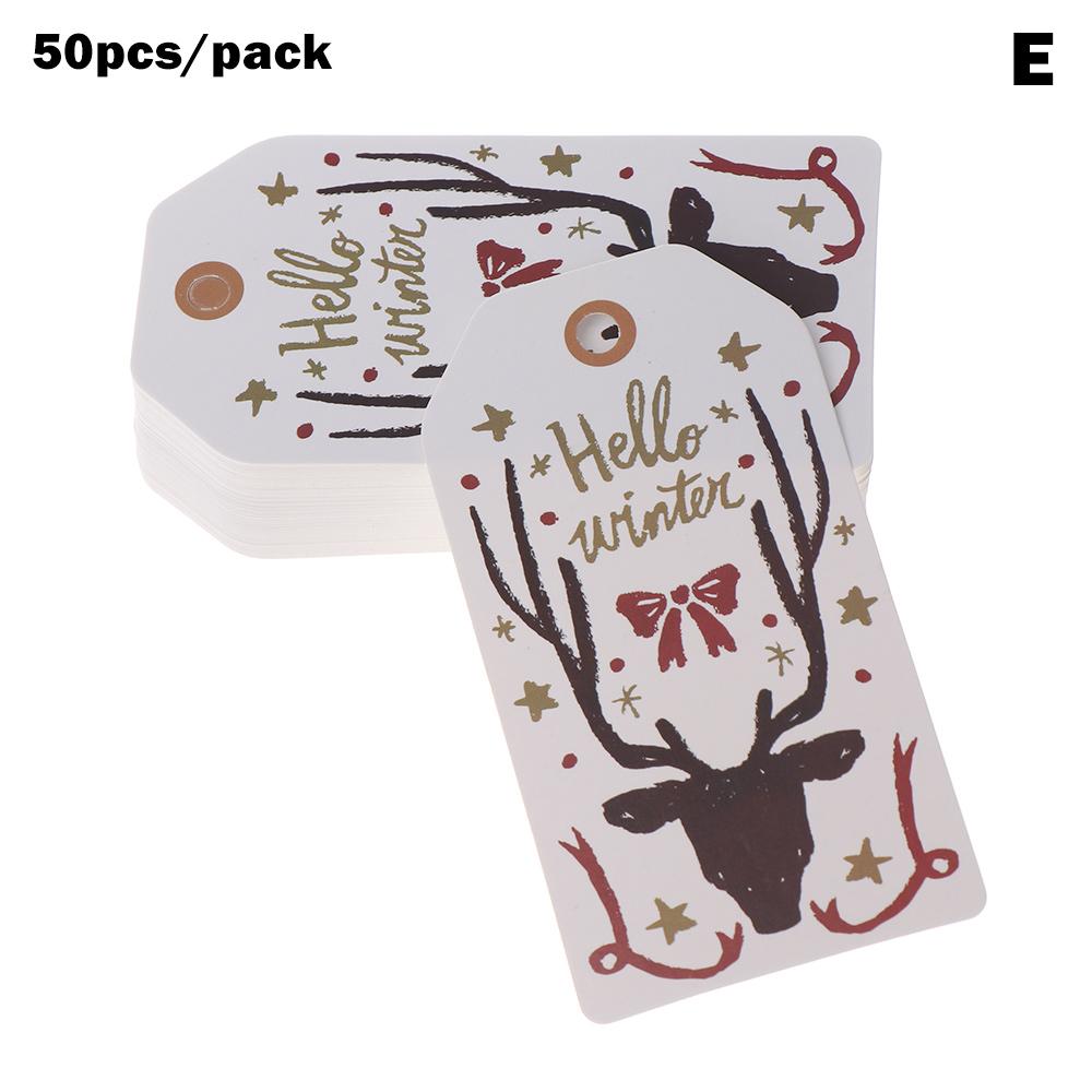 50PCS Merry Christmas DIY Kraft Tags Labels Gift Wrapping Paper Hang Tags Santa Claus Paper Cards Xmas Party Supplies