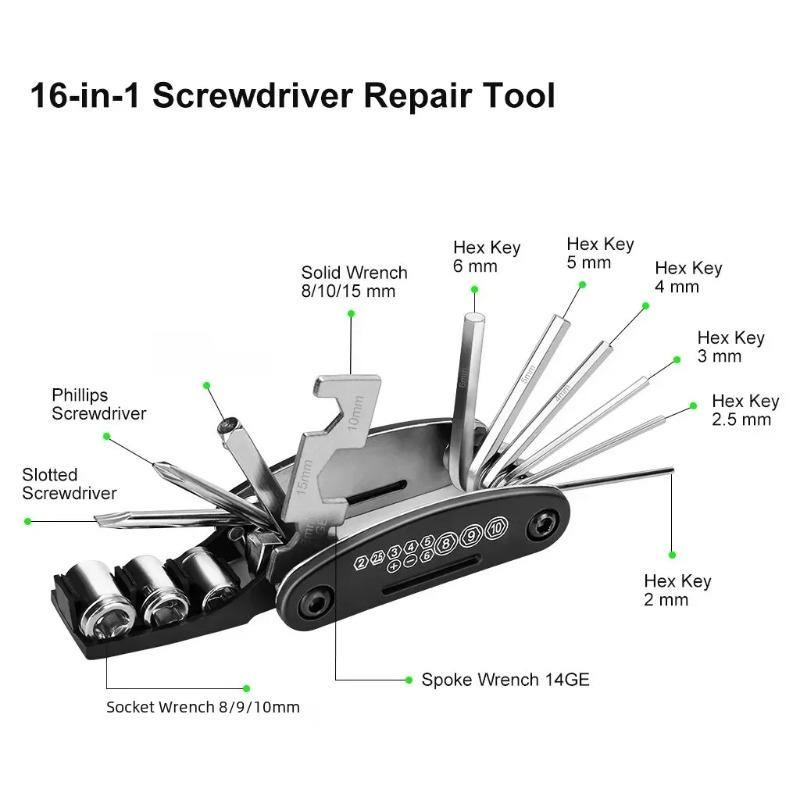 Mountain Bike Repair Tools Kit with Tire Patch Pump Portable Multi Tool Set for Road Auto Bicycle Accessories