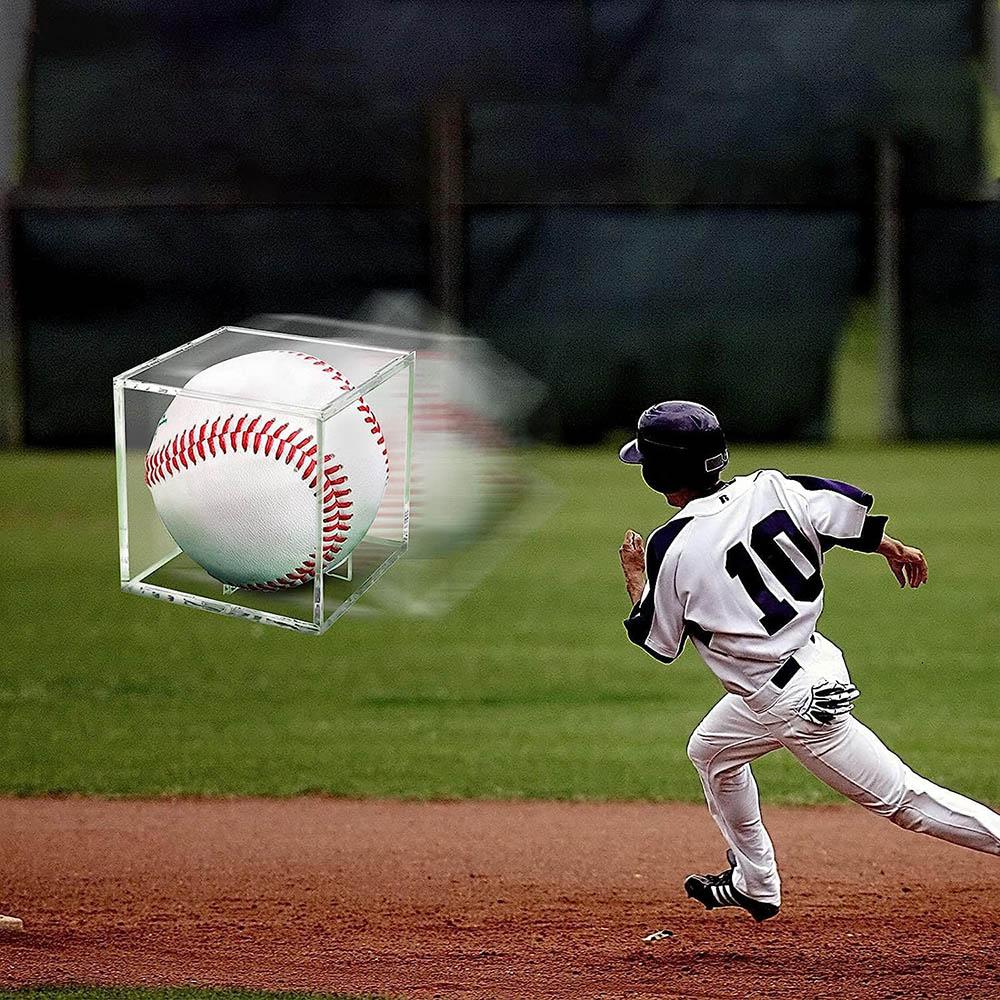Vetrina per Baseball Acrilico Trasparente Protezione UV Porta Mazza da Baseball Cubo Quadrato Protettore Palla Scatola Espositore per Memorabilia Autografi