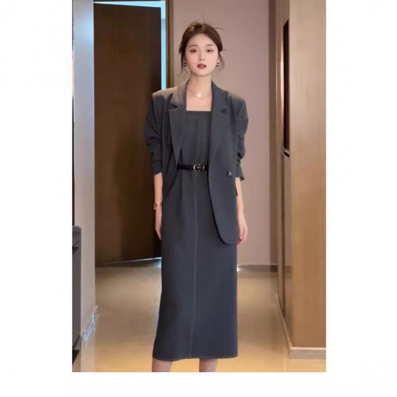 

Plus Size Women s Waist-Reducing Two-Piece Suspender Dress Suit 2XL