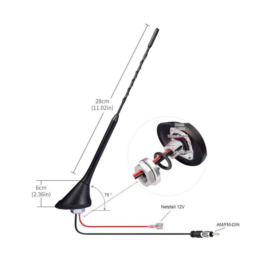 Car Radio AM/FM Antenna Built-in Amplifier Roof Mount Aerial Amplifier Booster Cable Mast Whip For Auto Truck Vehicle Replace