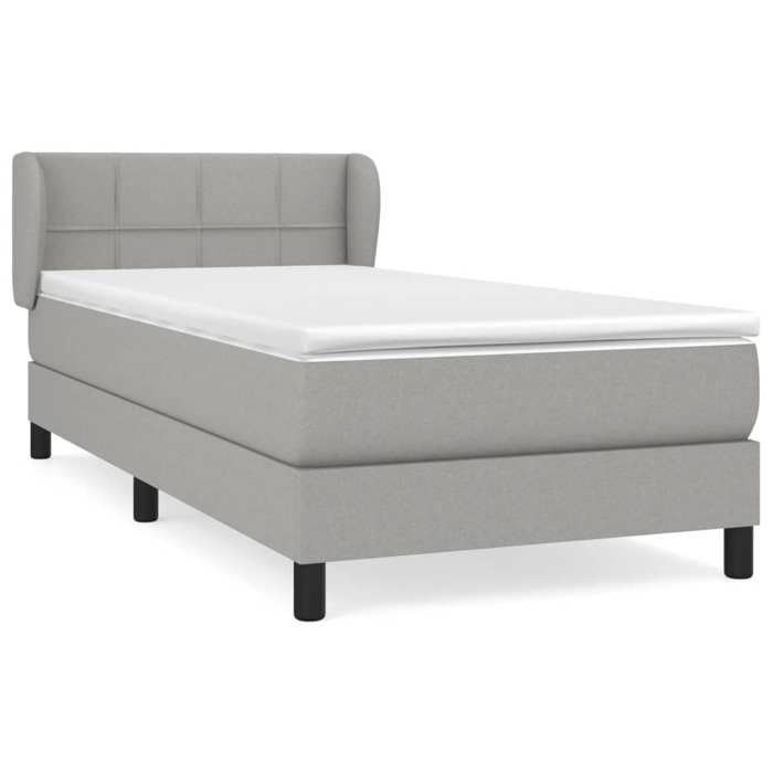 3126213 vidaXL Divan Bed with Mattress Light Grey 90x200 Cm Fabric