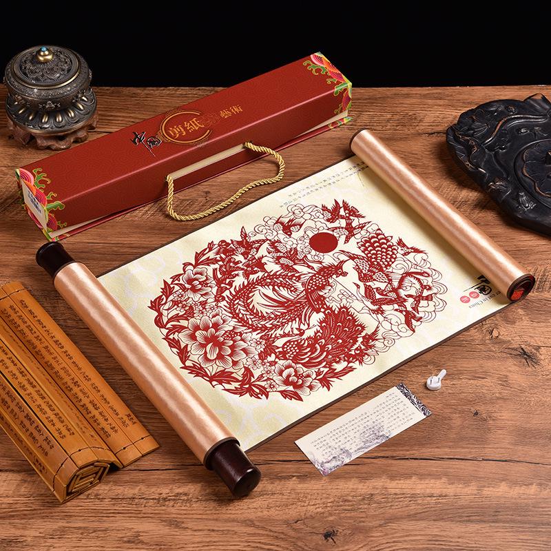 Silk Paper-Cut Hanging Artwork: Chinese-Style Decorative Gift for Travelers