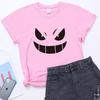 Unisex European-American Plus Size T-shirt with Evil Funny Face Art Print