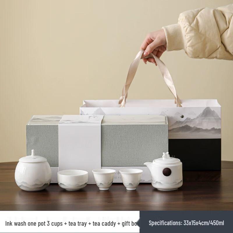 Yilimen Portable Kung Fu White Porcelain Teaware Set