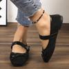 Fashion 2025 Fashion Women's Shoes Summer Flat Bow Single Shoe Ballet Shoes Korean Version Belt Buckle Mary Jane Shoes Zapatos De Mujer