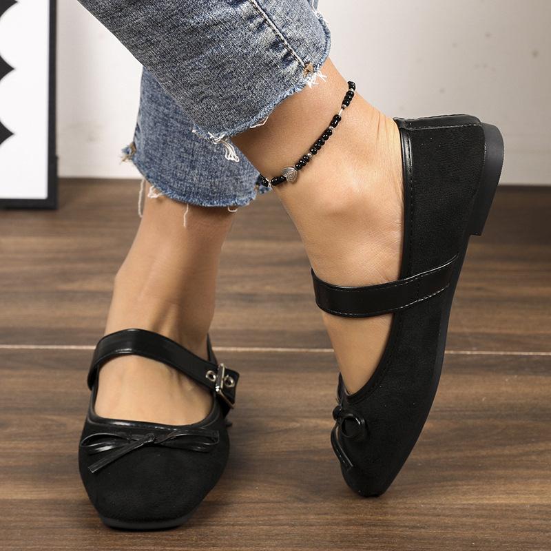 Fashion 2025 Fashion Women's Shoes Summer Flat Bow Single Shoe Ballet Shoes Korean Version Belt Buckle Mary Jane Shoes Zapatos De Mujer