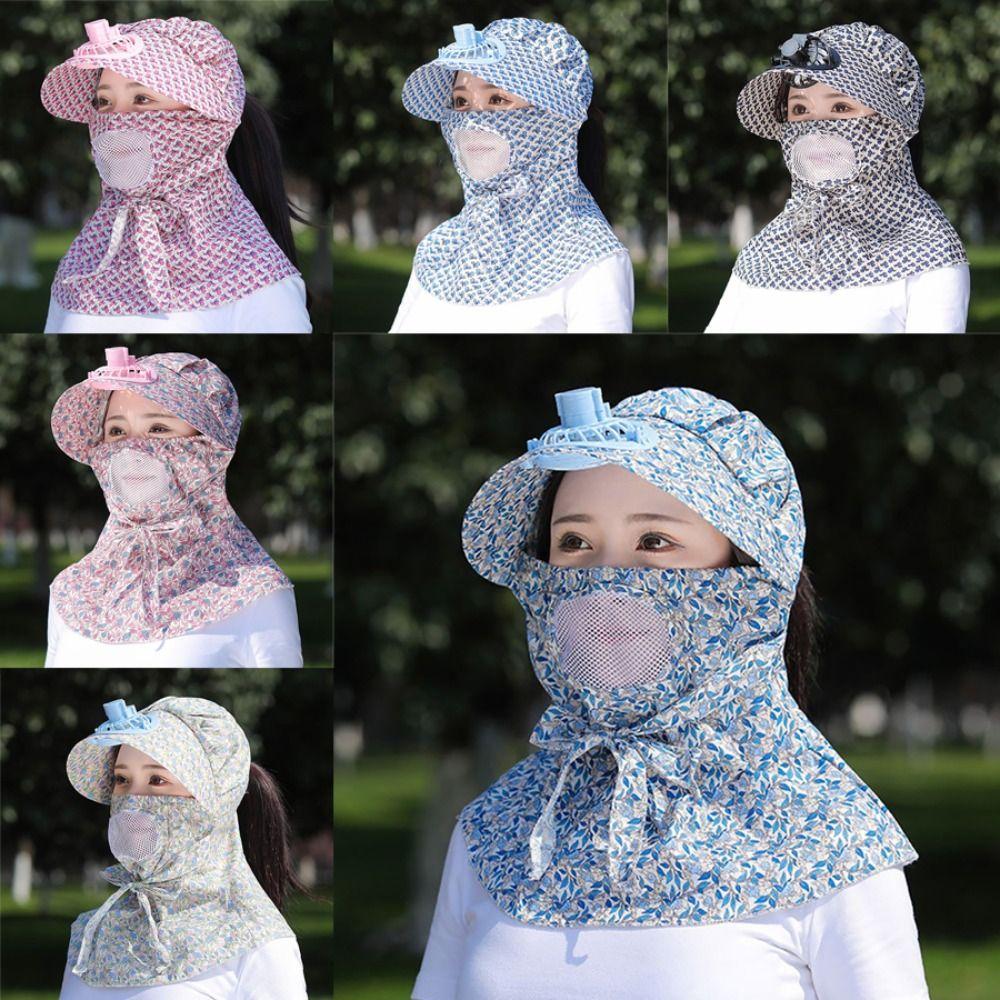 with Electric Fan Fan Camping Hat Breathable Camping Cap Fashion Face Hood Hat Outdoor