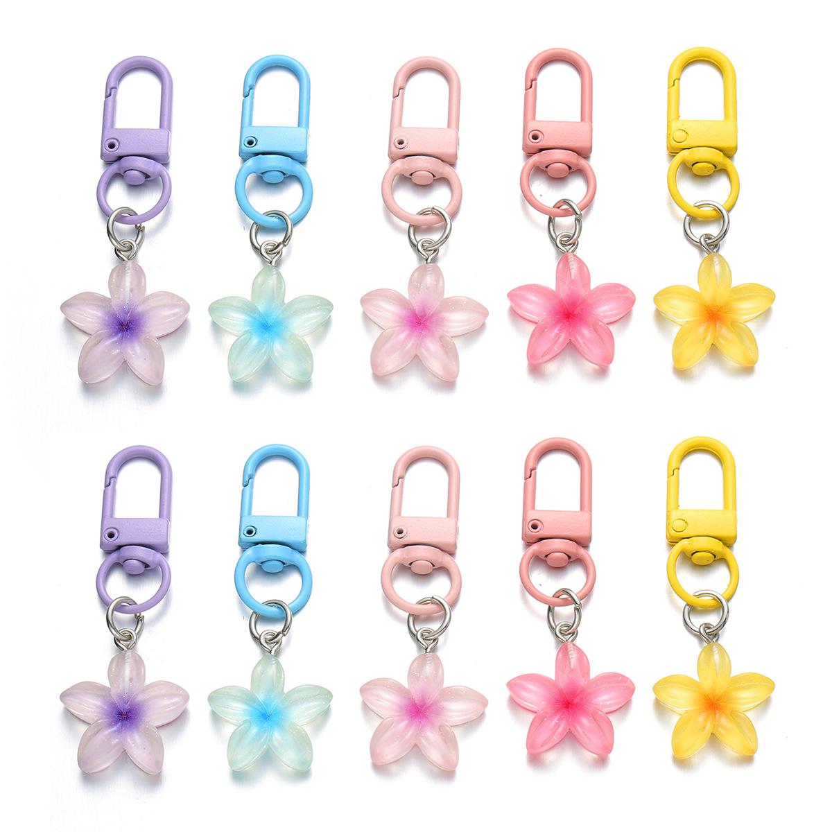 Colorful Translucent Small Flower Heart Keychain Pendant Decoration