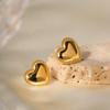 18K Gold-Plated Stainless Steel Heart Stud Earrings - Trendy European and American Design