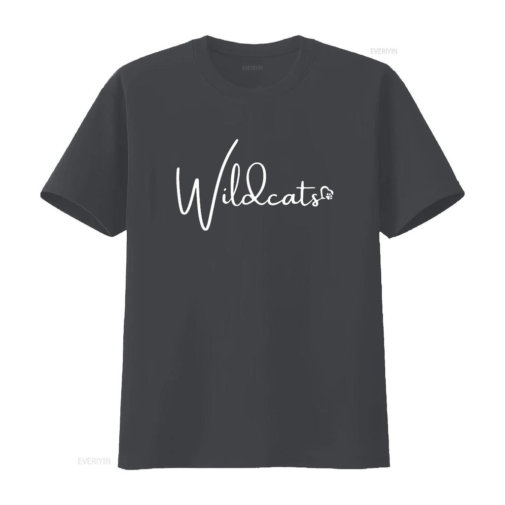 Mens Wildcats School Sports Fan Team Spirit Mascot Back To T Shirt vintage Washed Slightly Comfortable homme Unisex Breathable