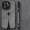 Luxury Black Airplane Trajectory iPhone Case for iPhone 16 15 14 13 12 11 Series Anti-fall Durable TPU Protective Cover High-end Design148