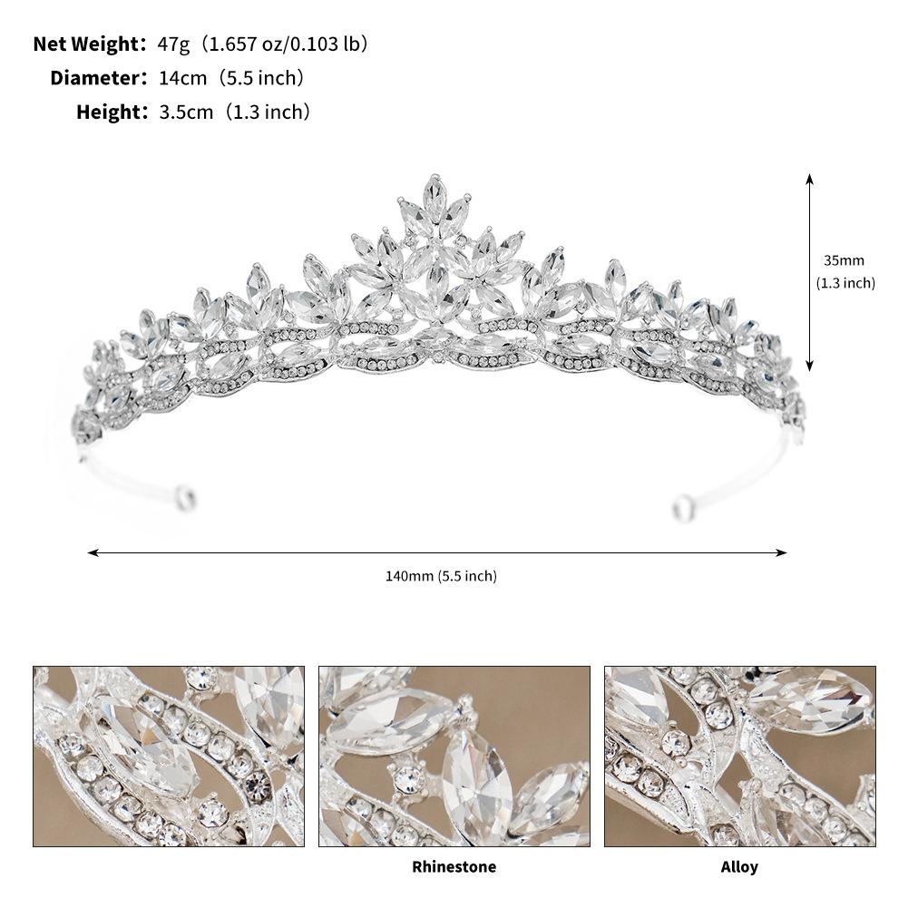 Bridal Crown Hair Accessories Princess Birthday Crown Korean Wedding Jewelry Alloy Marquise Rhinestone Children's Crown