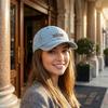 Short Brim Hat Women'S Spring And Autumn Retro Denim Letter Embroidered Cap Outdoor Men'S Travel Sunscreen Baseball Cap