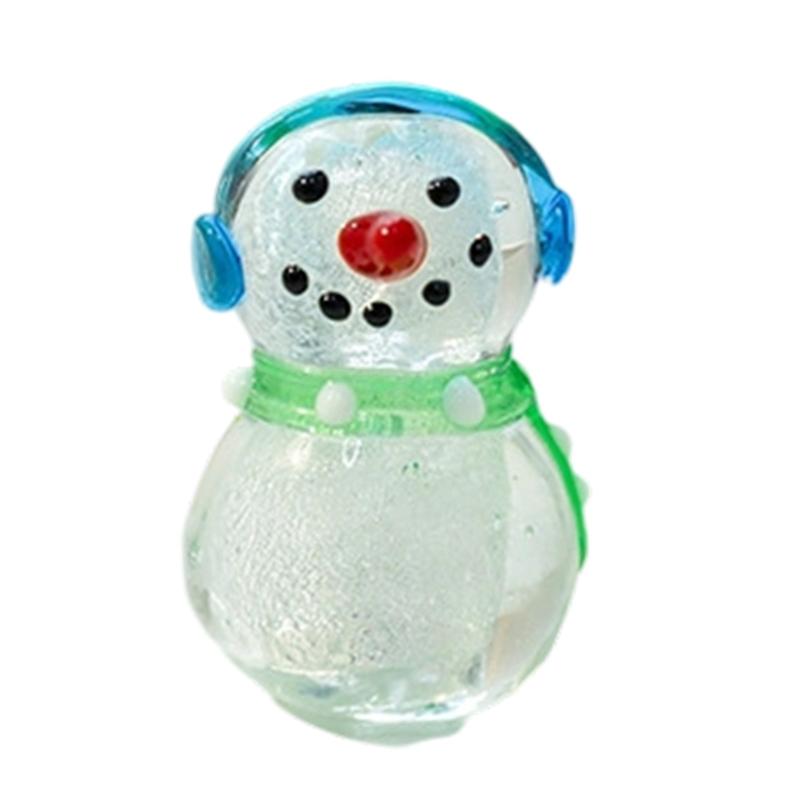 Miniature Snowman Reindeer Table Ornament Blown Glass Craft Christmas Figurine For Festives Season Decorating Accessory