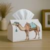 1pc Oriental Folk Handcrafted Tissue Box-Camel Animal Ethnic Illustration, Durable Napkin Organizer for Car, Kitchen, Dining, Home Decor-Decorative Ta