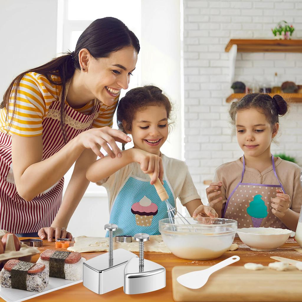 3 Pezzi Stampo Onigiri Acciaio Inossidabile Antiaderente Stampo Palla di Riso Triangolare e Rettangolare Stampo Maker Onigiri Con Cucchiaio Per Bento