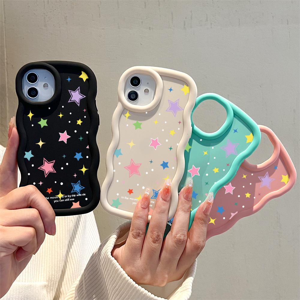 Big Wave Edge Weiches Silikonmaterial Macaron-Telefongehäuse Stoßfestes Schutzgummigehäuse für iPhone Samsung Huawei Honor Xiaomi Redmi OnePlus Moto